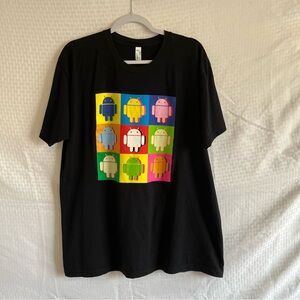 American Apparel Google Androids Short Sleeve Black Multicolor T-Shirt Size XL